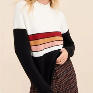 Saltwater Luxe Cowl Neck Striped Sweater Size Small